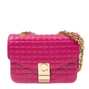 Celine C Bag Quilted Leather Small Pink